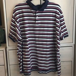 Red Blue and White button up polo